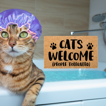 Cats Welcome People Tolerated Doormat - Unicorn Fart Productions